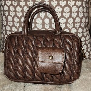 Elegant Brown Quilted Handbag